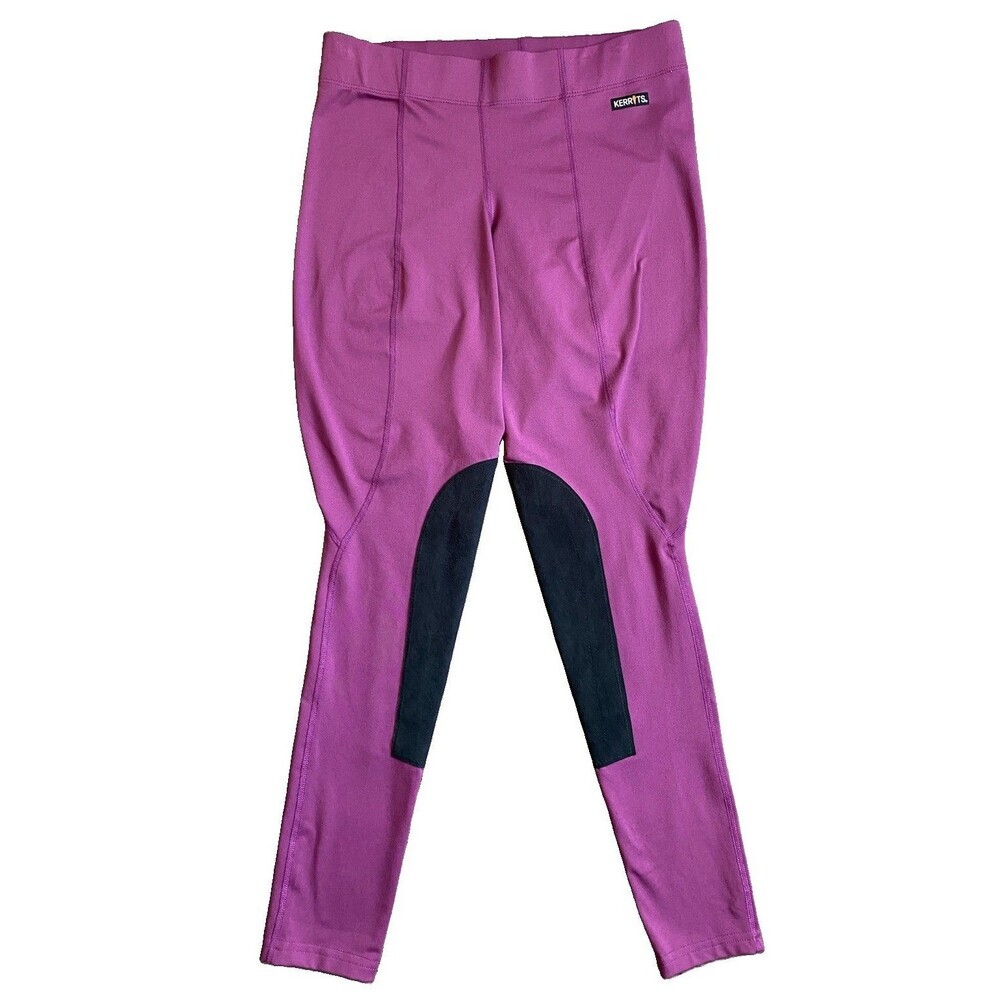 Kerrits Performance Equestrian Riding Tights Purple Knee Patch Breeches Size L